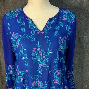 Embroidered blue tunic top from India